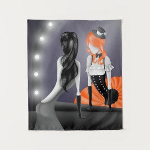 Quirky Ballerina & Dancer refection Orange Tapestry