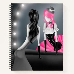 Quirky Ballerina & Dancer refection Pink Notebook