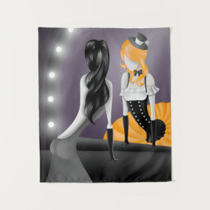 Quirky Ballerina & Dancer refection Yellow Tapestry