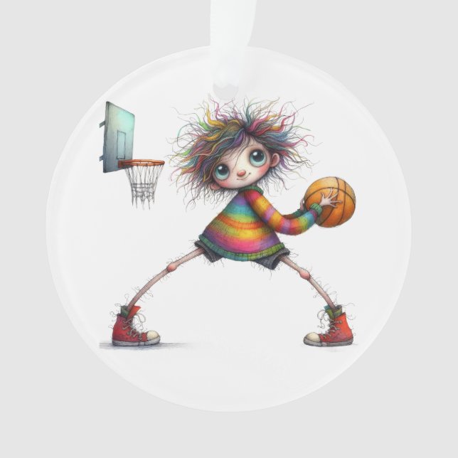 Quirky Basketball . Team . Friends . Family Ornament (Front)