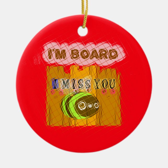 Quirky Bee Art Print Ceramic Ornament (Front)