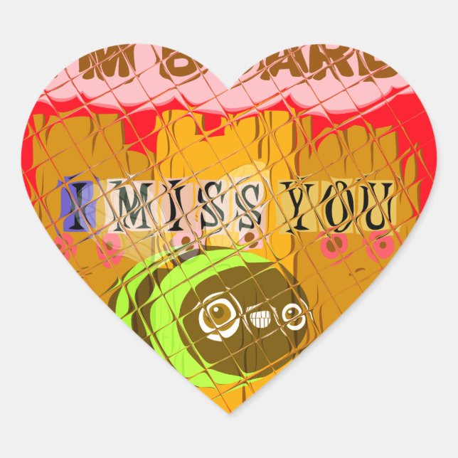 Quirky Bee Art Print Heart Sticker (Front)