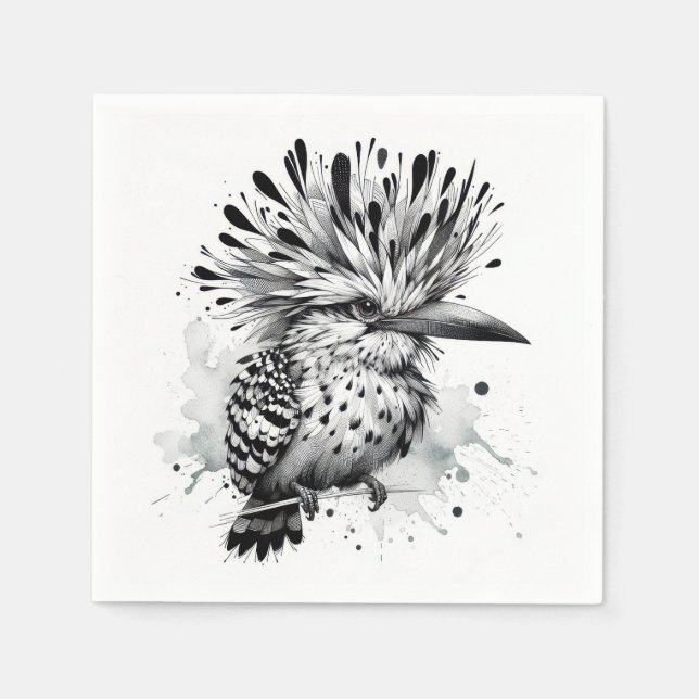 Quirky Bird Ink Sketch Napkin (Front)