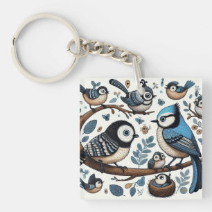 Quirky Birds Keychain