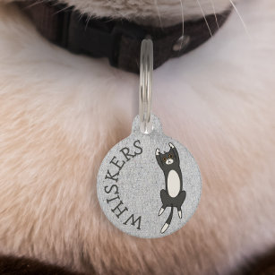 Quirky Black Cat Personalized Pet Tag