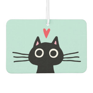 Quirky Black Cat with Heart Air Freshener