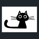 Quirky Black Kitty Cat | Whimsical Black and White Poster<br><div class="desc">Quirky black kitty cat with big wide eyes, long whiskers and long tail. Add some whimsy to a boring blank wall with this whimsical animal art. Fun for a kid's room or any space that can use a fun black and white art print. Visit Jenn's Doodle World for more original...</div>