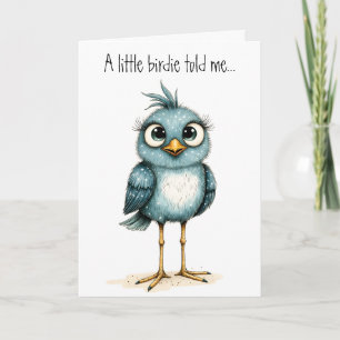 Quirky Blue Bird Cute Happy Birthday Greeting Card