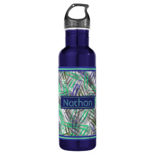 Quirky Blue Green Paperclips Personalised 710 Ml Water Bottle