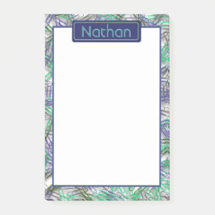 Quirky Blue Green Paperclips Personalised Post-it Notes