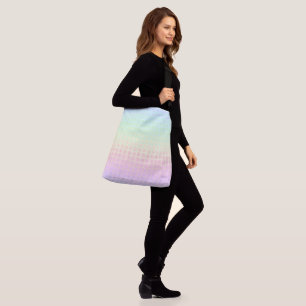 Quirky Boho Kawaii Cute Funky Pastel Rainbow Plaid Crossbody Bag