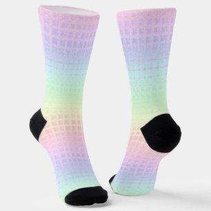 Quirky Boho Kawaii Cute Funky Pastel Rainbow Plaid Socks