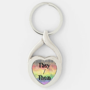 Quirky Boho Plaid Colourful Gay Rainbow Pride Flag Keychain
