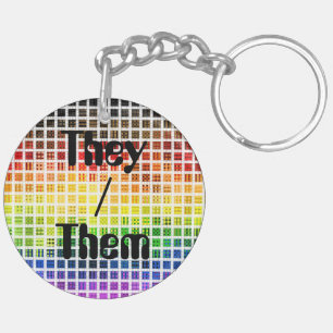 Quirky Boho Plaid Colourful Gay Rainbow Pride Flag Keychain