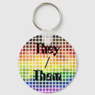 Quirky Boho Plaid Colourful Gay Rainbow Pride Flag Keychain