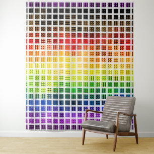 Quirky Boho Plaid Colourful Gay Rainbow Pride Flag Tapestry