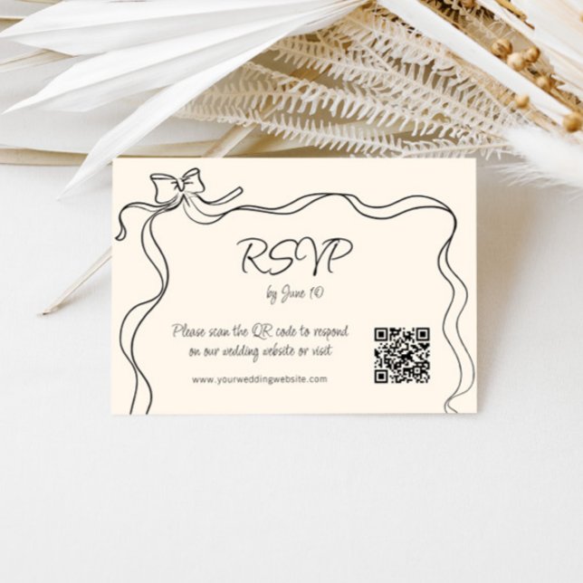 Quirky Bow Handwritten Wedding RSVP Card (Creator Uploaded)