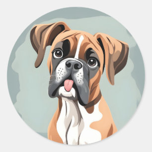 Quirky Boxer Classic Round Sticker
