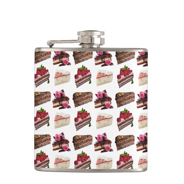 Quirky Cake Lovers Desserts Pattern Quirky Hip Flask (Front)