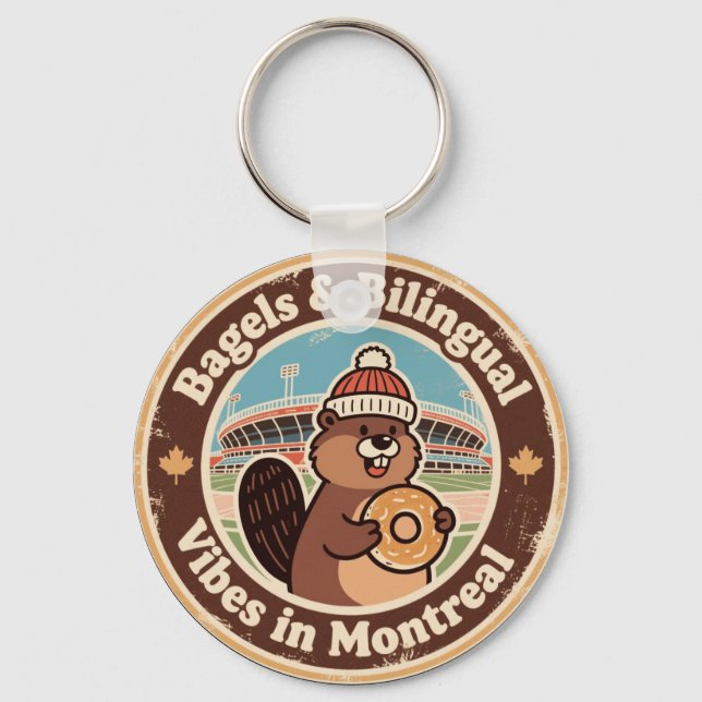 Quirky Canadian Montreal Vibes Keychain (Front)