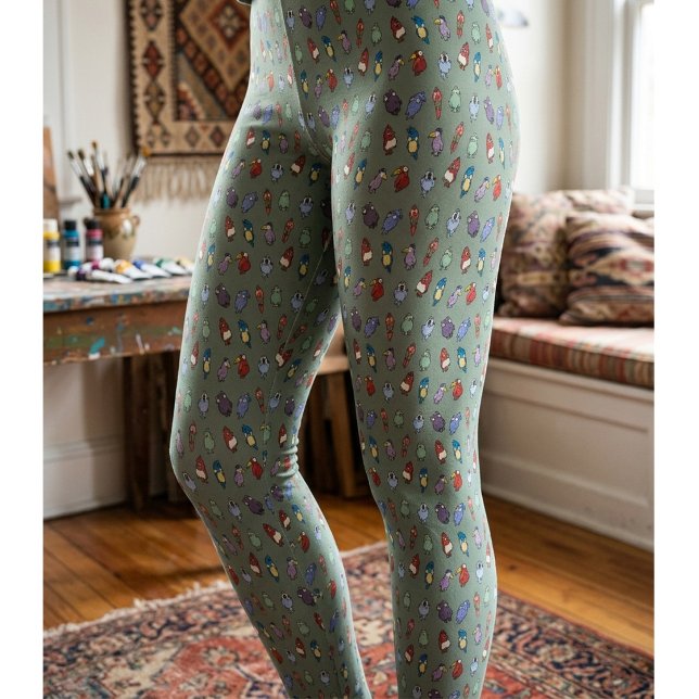 Quirky Cartoon Bird Pattern Leggings (Creator Uploaded)