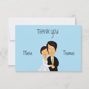 Quirky Cartoon Bride and Groom Thank You Card