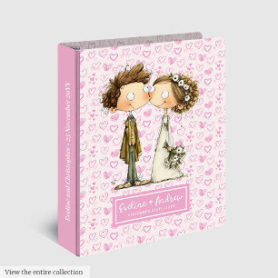 Quirky Cartoon Bride Groom Binder Wedding Memory 