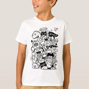 Quirky Cartoon Character Crowd T-Shirt