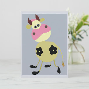 Quirky Cartoon Cow Fun Farm Animal  Invitation