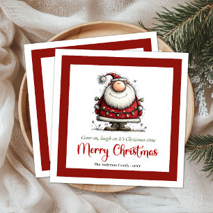 Quirky Cartoon Santa Humor Festive Christmas Napki Napkin