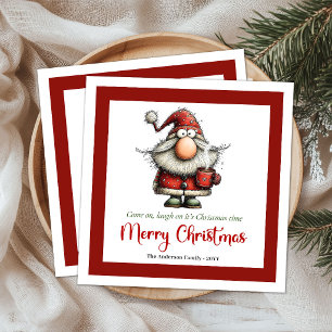 Quirky Cartoon Santa Humor Festive Party Napkins