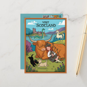 Quirky Cartoon Style Scottish Terrier Postcard