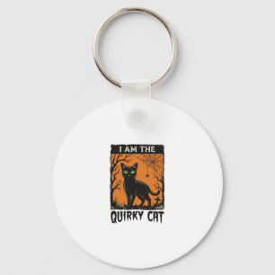 Quirky Cat Halloween Vintage Engraving T-Shirt Des Keychain