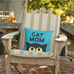 Quirky Cat Mom outdoor pillow for cat lover