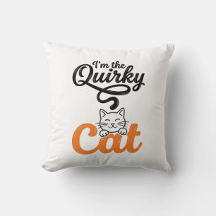Quirky Cat Vintage Engraving Cat Lover Design_1 Throw Pillow