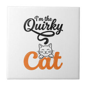 Quirky Cat Vintage Engraving Cat Lover Design_1 Tile
