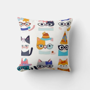 Quirky Cat Whimsical Feline Art for Cat Lovers Throw Pillow
