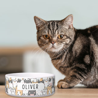 Quirky Cats Custom Name  Bowl