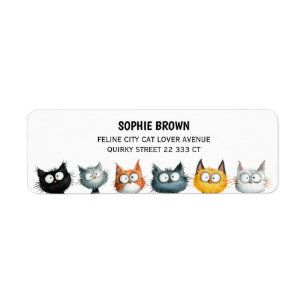 Quirky Cats Cute Feline Art Funny Return Address