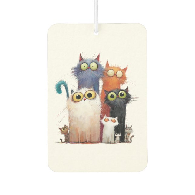Quirky Cats with Big Eyes Air Freshener (Front)