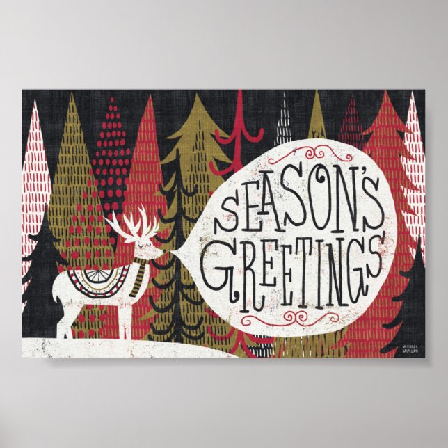 Quirky Christmas Deer Poster (Front)