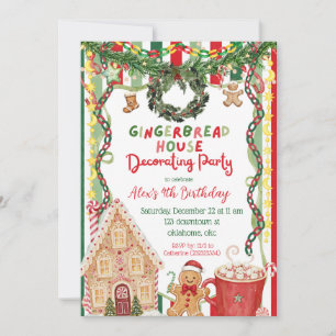 Quirky Christmas Gingerbread House Birthday Invitation