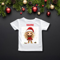 Quirky Christmas Girl with Holly CUSTOM NAME