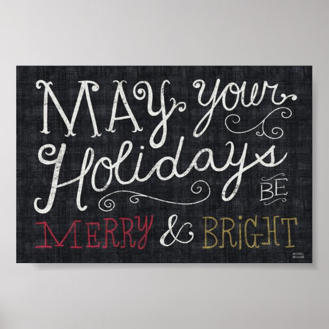 Quirky Christmas Merry and Bright Poster (Front)