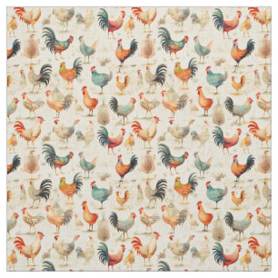 Quirky Cluckers: Whimsy Chicken Fabric