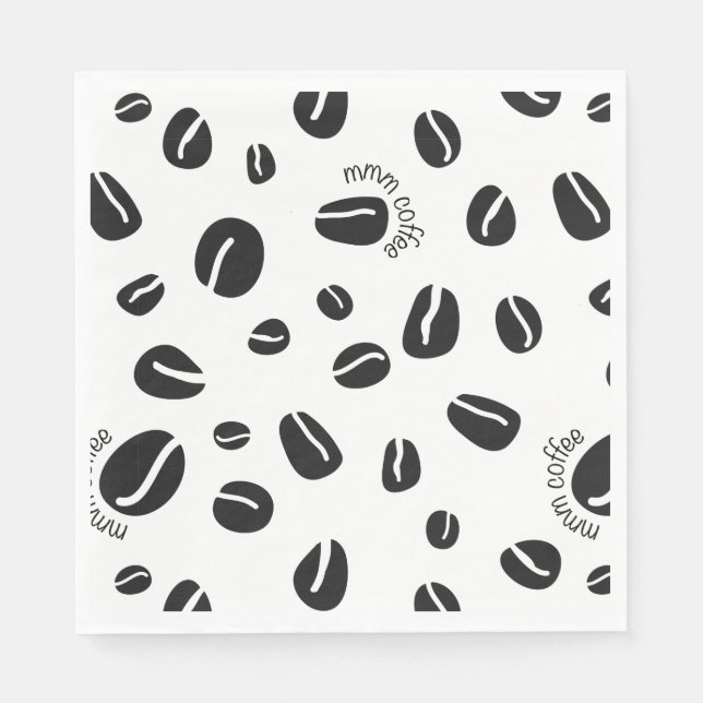 Quirky Coffee Beans "Mmm Coffee" Paper Napkins (Front)