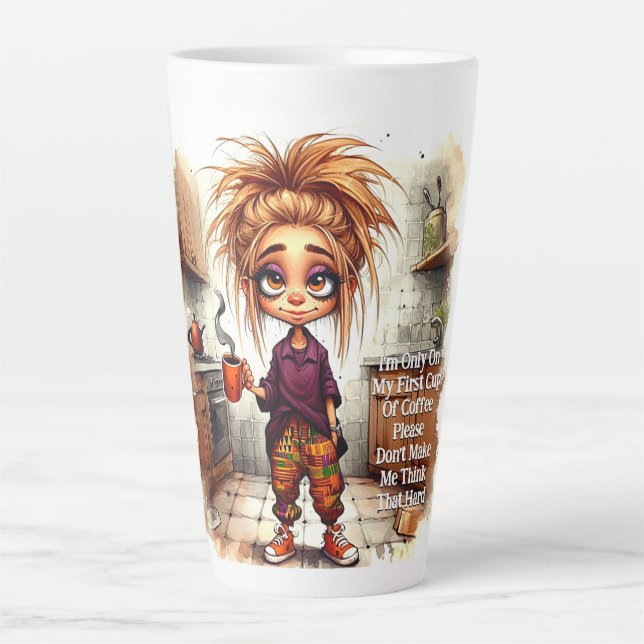 Quirky Coffee Lady 1st Cup Latte Mug (Front)