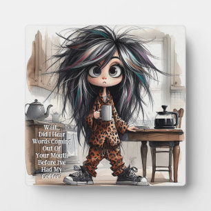 Quirky Coffee Lady Wait Plaque with Easel