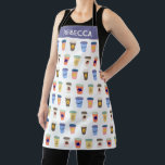 Quirky Coffee Lovers Take-Away Cups Personalised Apron<br><div class="desc">Cute and quirky coffee take out cups in repeat pattern on personalised apron.</div>