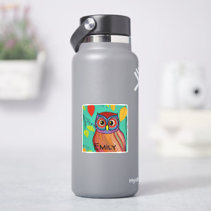 Quirky Colorful Folk Art Abstract Owl